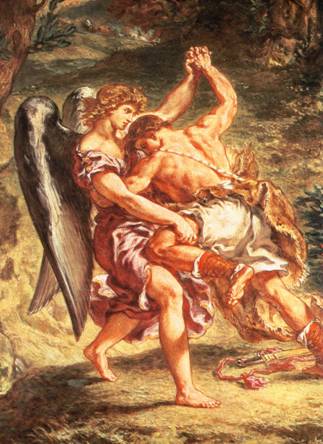 Eugène Delacroix, Combattimento di Giacobbe con l'angelo, Parigi Saint Sulpice 