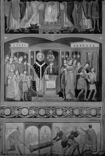 L'intervento si Sisinnio mentre S.Clemente celebra la messa dipinto intorno al 1080 