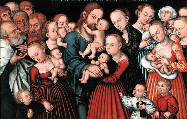 Lucas Cranach il Vecchio Gesu benedice i bambini