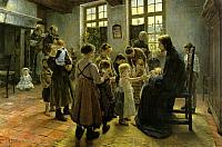 Fritz von Uhde (1848 – 1911), Lasciate che i bambini vengano a me, olio su tela (183 × 280 cm), 1884, Museum der Bildenden Künste, Leipzig